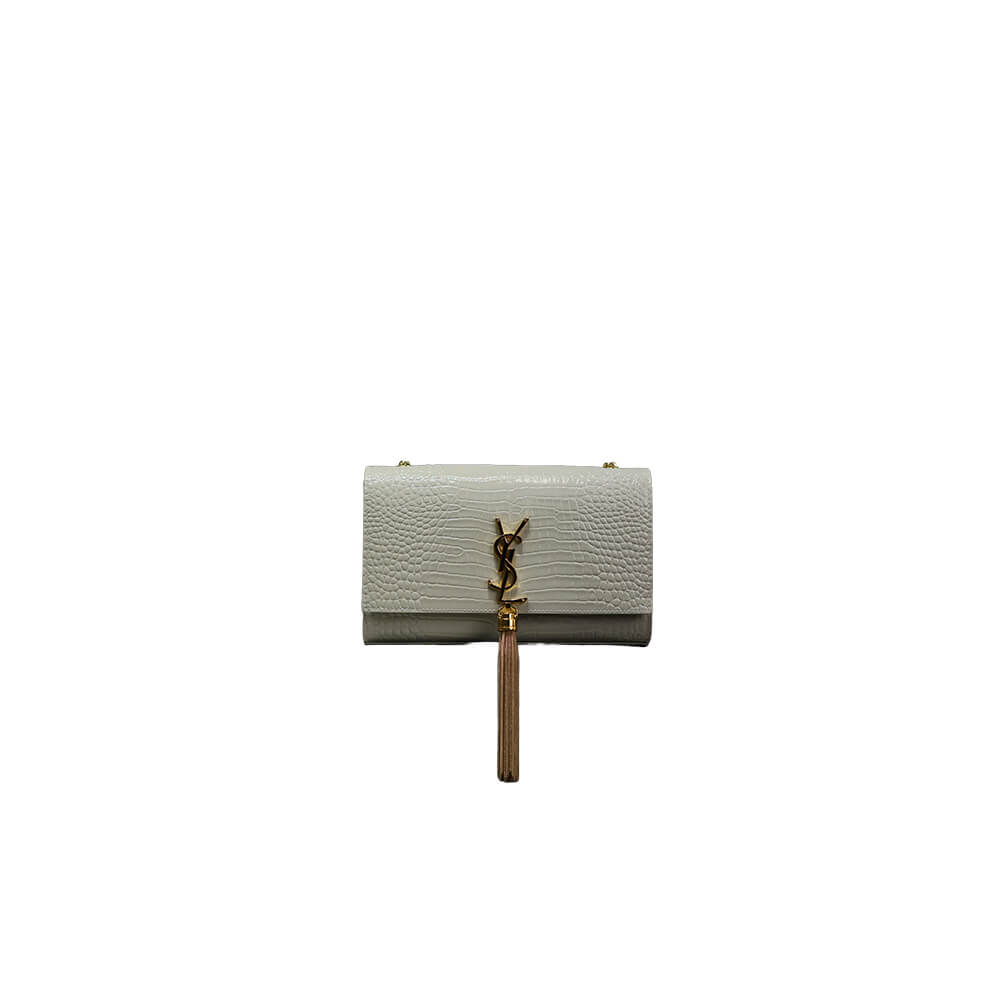 YSL kate medium tassel in crocodile-embossed leather