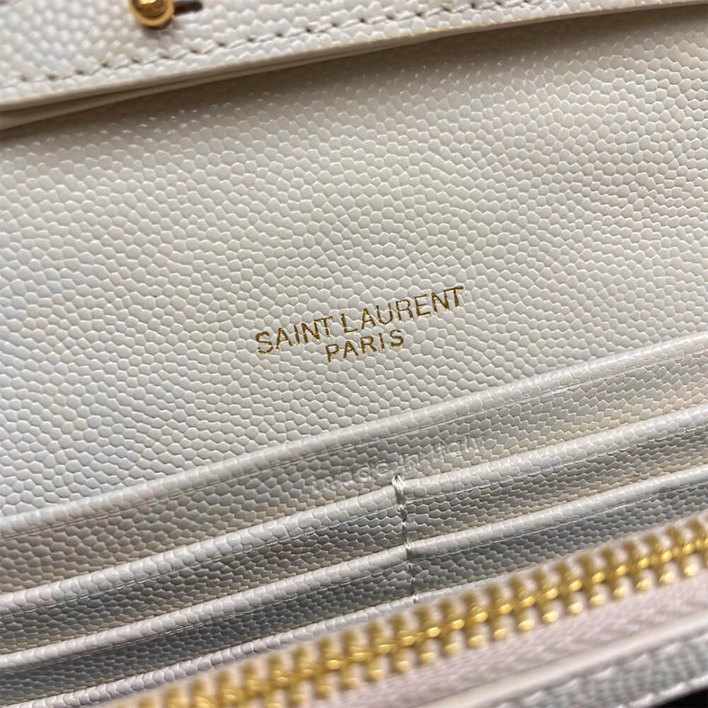 YSL classic cassandre chain wallet in grain de poudre leather